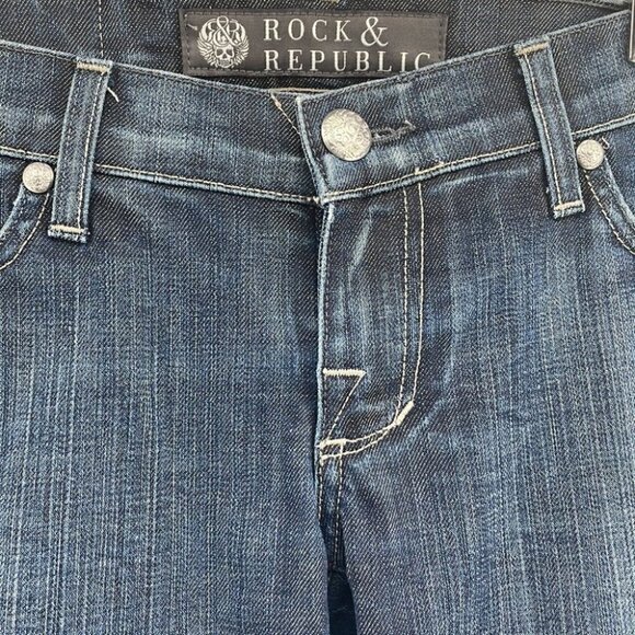 𝅺rock and Republic jeans bootleg 98% cotton medium was sz 27 - Picture 3 of 9